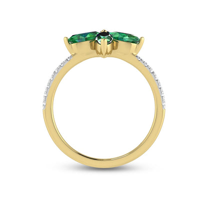 14K Yellow Gold Diamond 1 Ct.Tw. & Emerald Fashion Ring