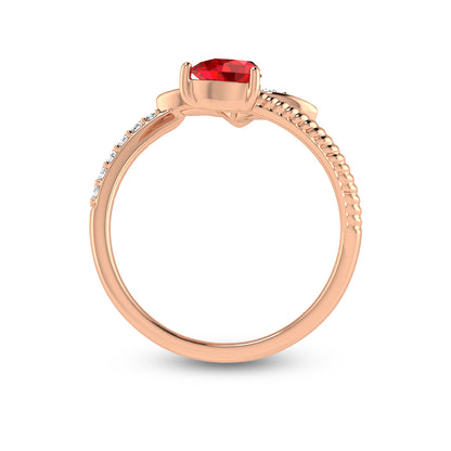 14K Rose Gold Diamond 5/8 Ct.Tw. & Ruby Fashion Earrings