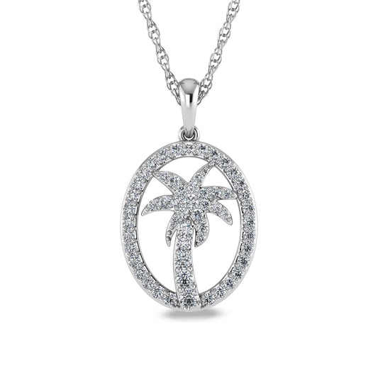 14K White Gold Diamond 1/2 Ct.Tw. Palm Tree Pendant