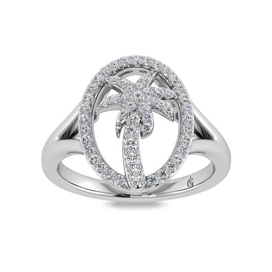14K White Gold Diamond 1/3 Ct.Tw. Palm Tree Ring