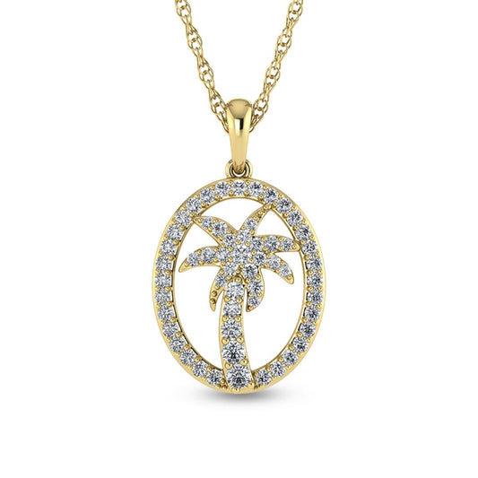 14K White Gold Diamond 1/2 Ct.Tw. Palm Tree Pendant