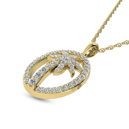 14K White Gold Diamond 1/2 Ct.Tw. Palm Tree Pendant
