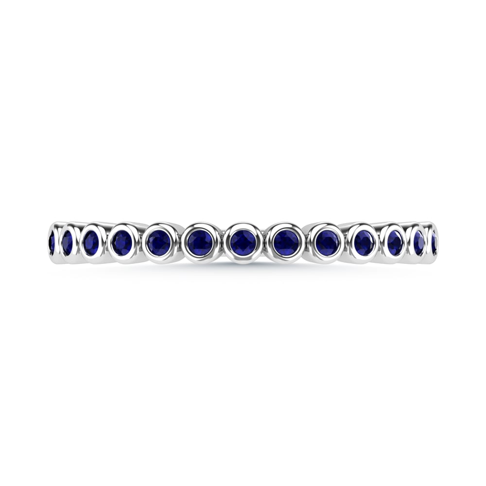 14K White Gold Blue Sapphire 1/10 Ct.Tw. Stackable Band