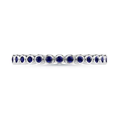 14K White Gold Blue Sapphire 1/10 Ct.Tw. Stackable Band