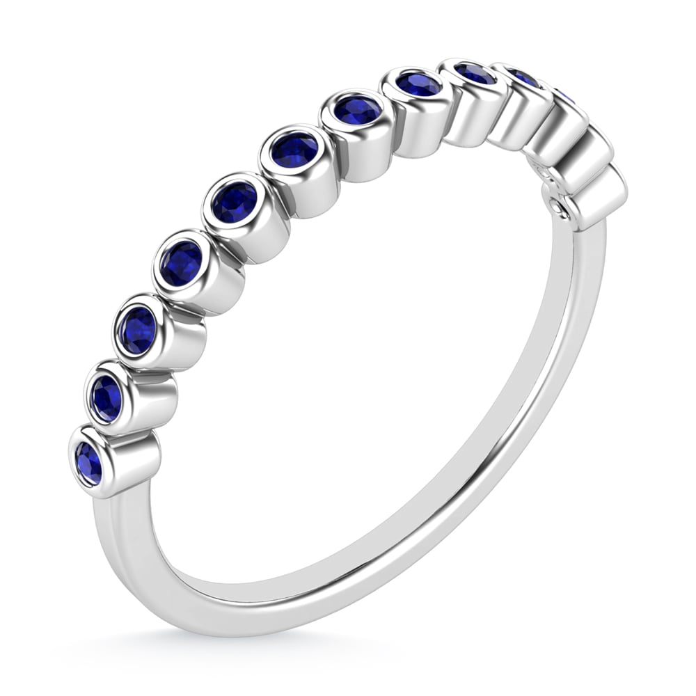 14K White Gold Blue Sapphire 1/10 Ct.Tw. Stackable Band