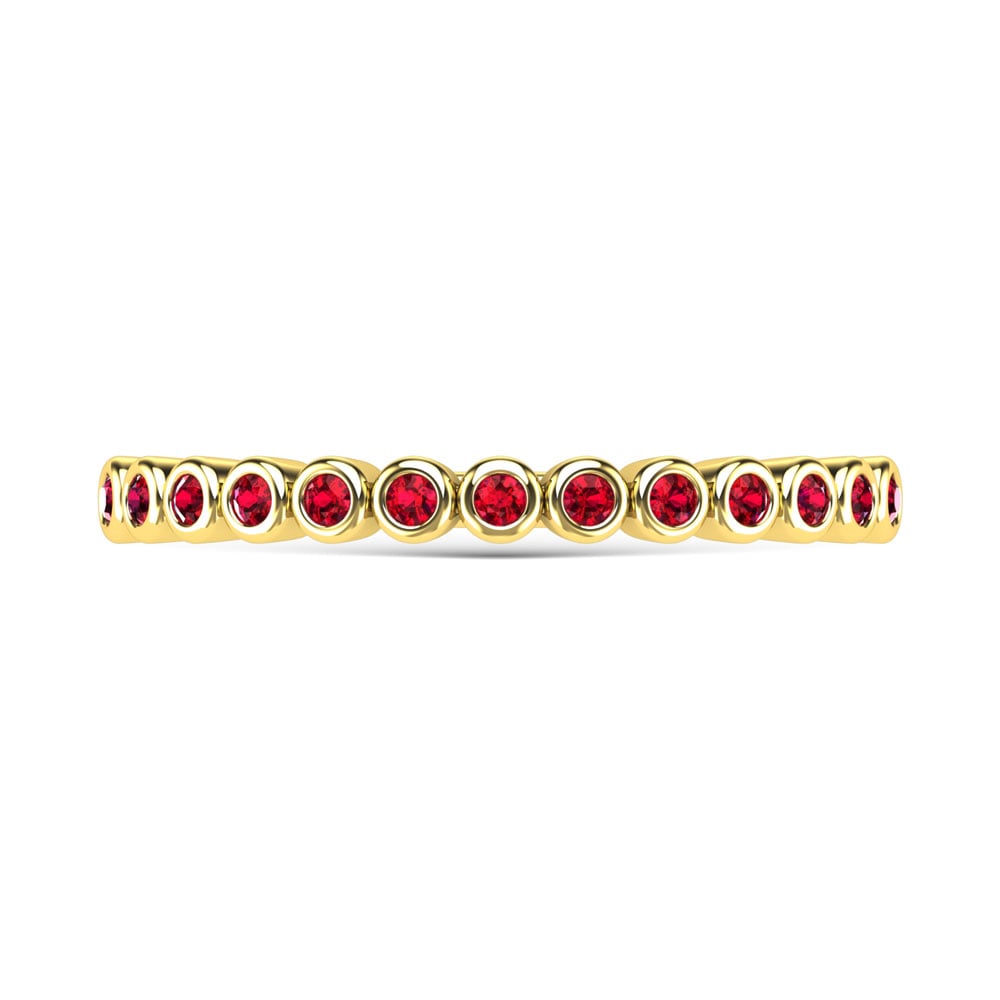 14K Yellow Gold 1/20 Ct.Tw. Diamond and Ruby Stackable Band