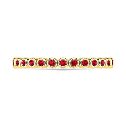 14K Yellow Gold 1/20 Ct.Tw. Diamond and Ruby Stackable Band