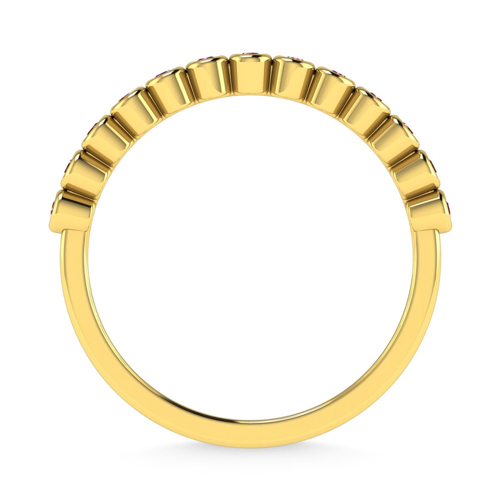 14K Yellow Gold 1/20 Ct.Tw. Diamond and Ruby Stackable Band