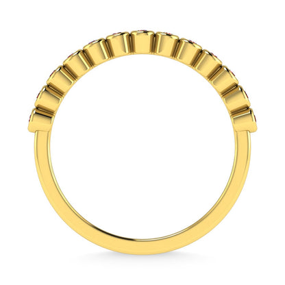 14K Yellow Gold 1/20 Ct.Tw. Diamond and Ruby Stackable Band