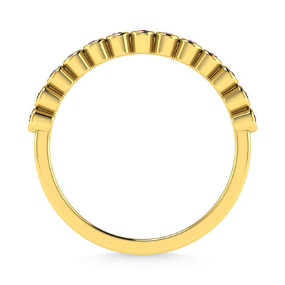 14K Yellow Gold 1/20 Ct.Tw. Diamond and Ruby Stackable Band