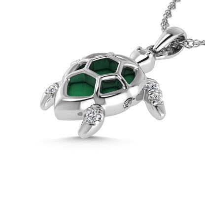 14K White Gold Diamond 7/8 Ct.Tw. Mother of Pearl Tortoise Pendant