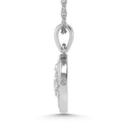 14K White Gold Diamond 7/8 Ct.Tw. Mother of Pearl Sea Horse Pendant