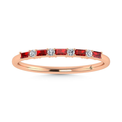 14K Rose Gold 1/5 Ct.Tw. Diamond and Ruby Stackable Band