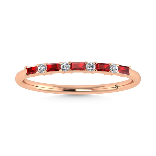 14K Rose Gold 1/5 Ct.Tw. Diamond and Ruby Stackable Band