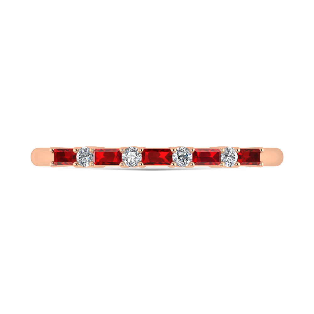 14K Rose Gold 1/5 Ct.Tw. Diamond and Ruby Stackable Band
