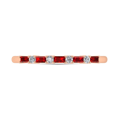 14K Rose Gold 1/5 Ct.Tw. Diamond and Ruby Stackable Band