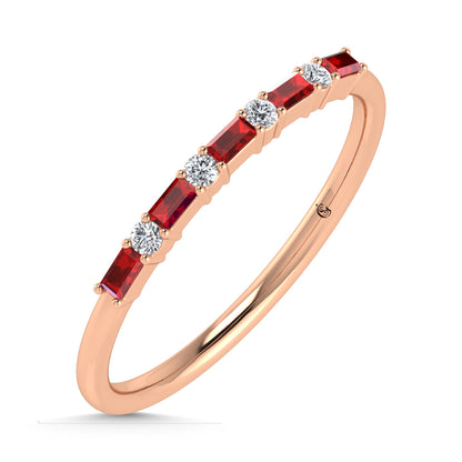 14K Rose Gold 1/5 Ct.Tw. Diamond and Ruby Stackable Band