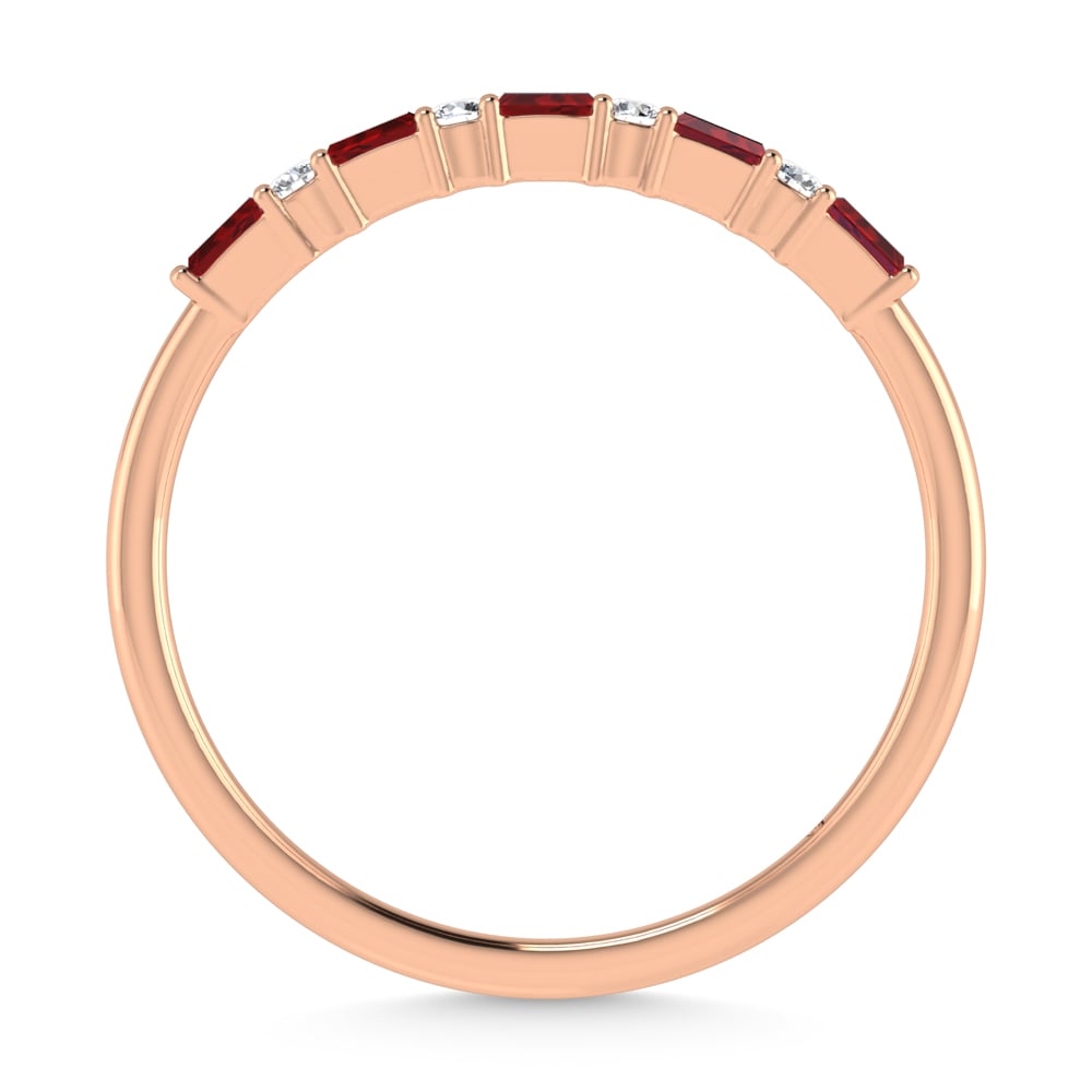 14K Rose Gold 1/5 Ct.Tw. Diamond and Ruby Stackable Band