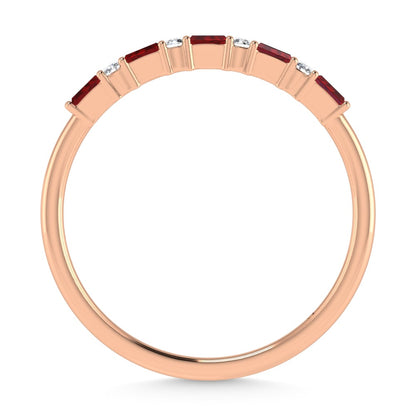 14K Rose Gold 1/5 Ct.Tw. Diamond and Ruby Stackable Band