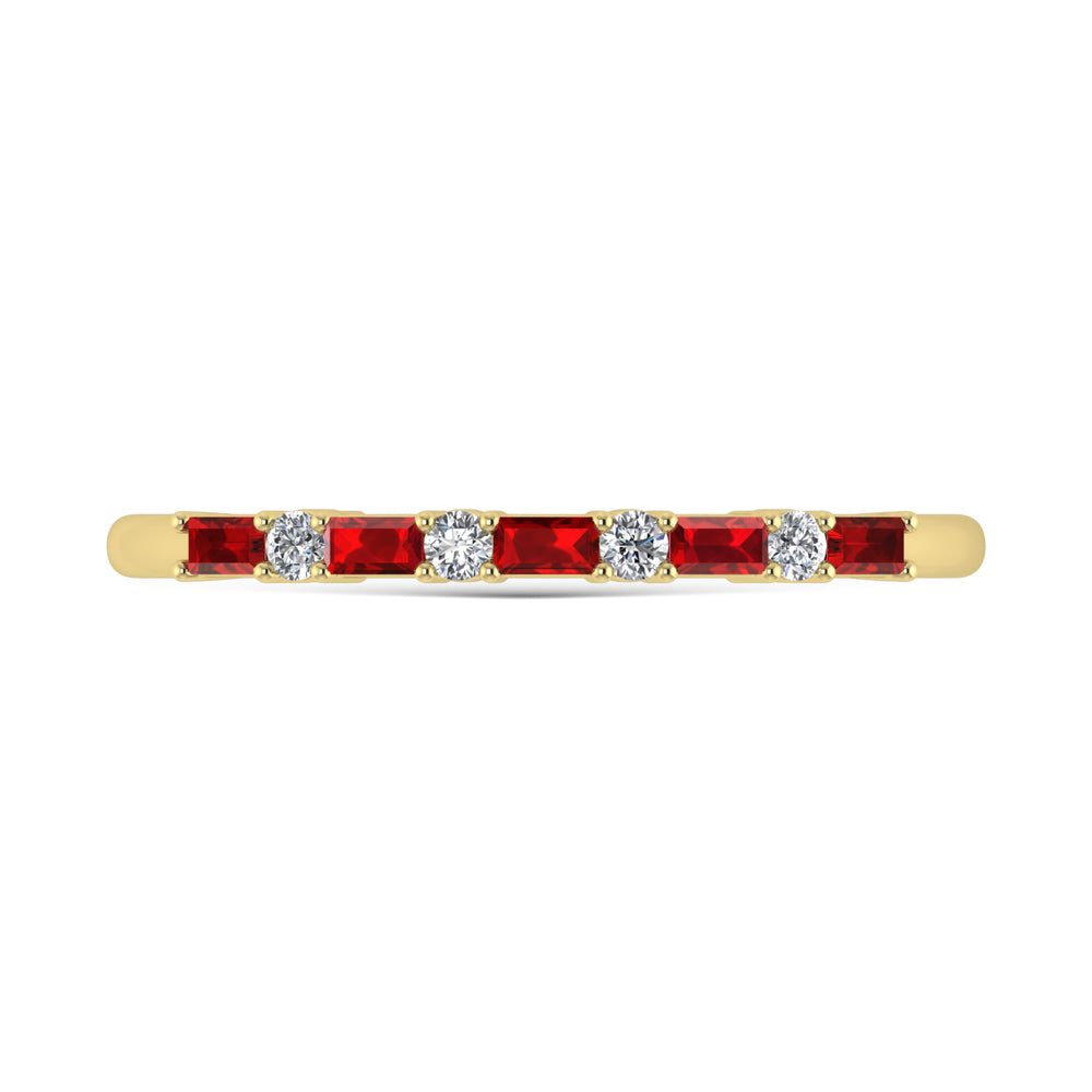 14K Yellow Gold 1/5 Ct.Tw. Diamond and Ruby Stackable Band