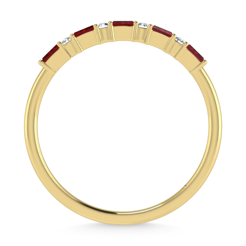 14K Yellow Gold 1/5 Ct.Tw. Diamond and Ruby Stackable Band