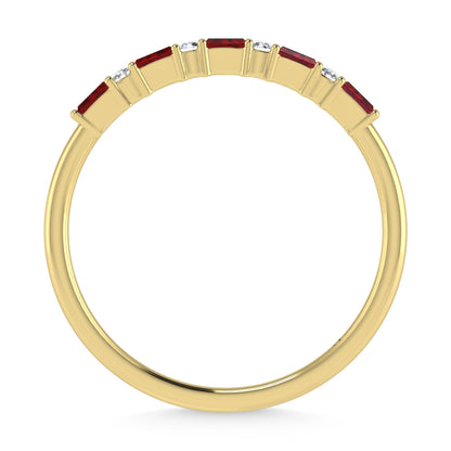 14K Yellow Gold 1/5 Ct.Tw. Diamond and Ruby Stackable Band