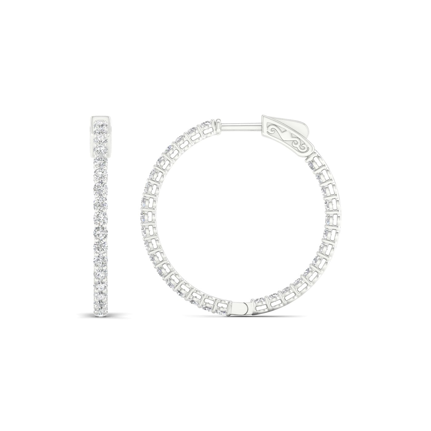14K 2.00CT Lab Diamond Hoop Earring