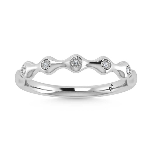 14K White Gold Diamond 1/20 Ct.Tw. Stackable Band