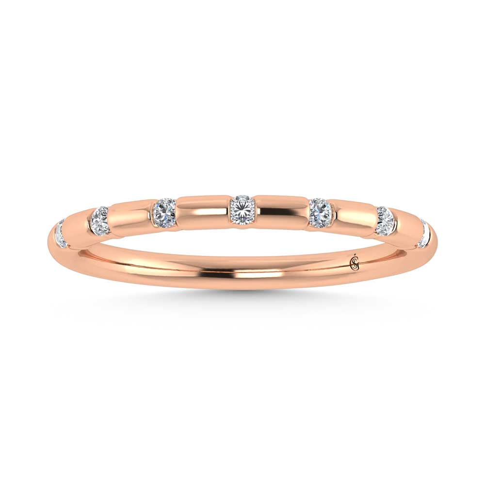 14K Rose Gold Diamond 1/8 Ct.Tw. Stackable Band
