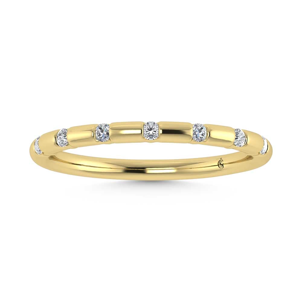 14K Yellow Gold Diamond 1/8 Ct.Tw. Stackable Band