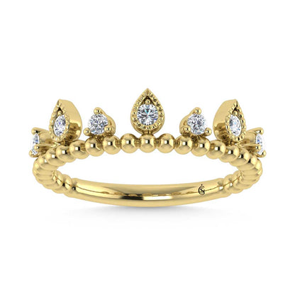 14K Yellow Gold Diamond 1/5 Ct.Tw. Stackable Band