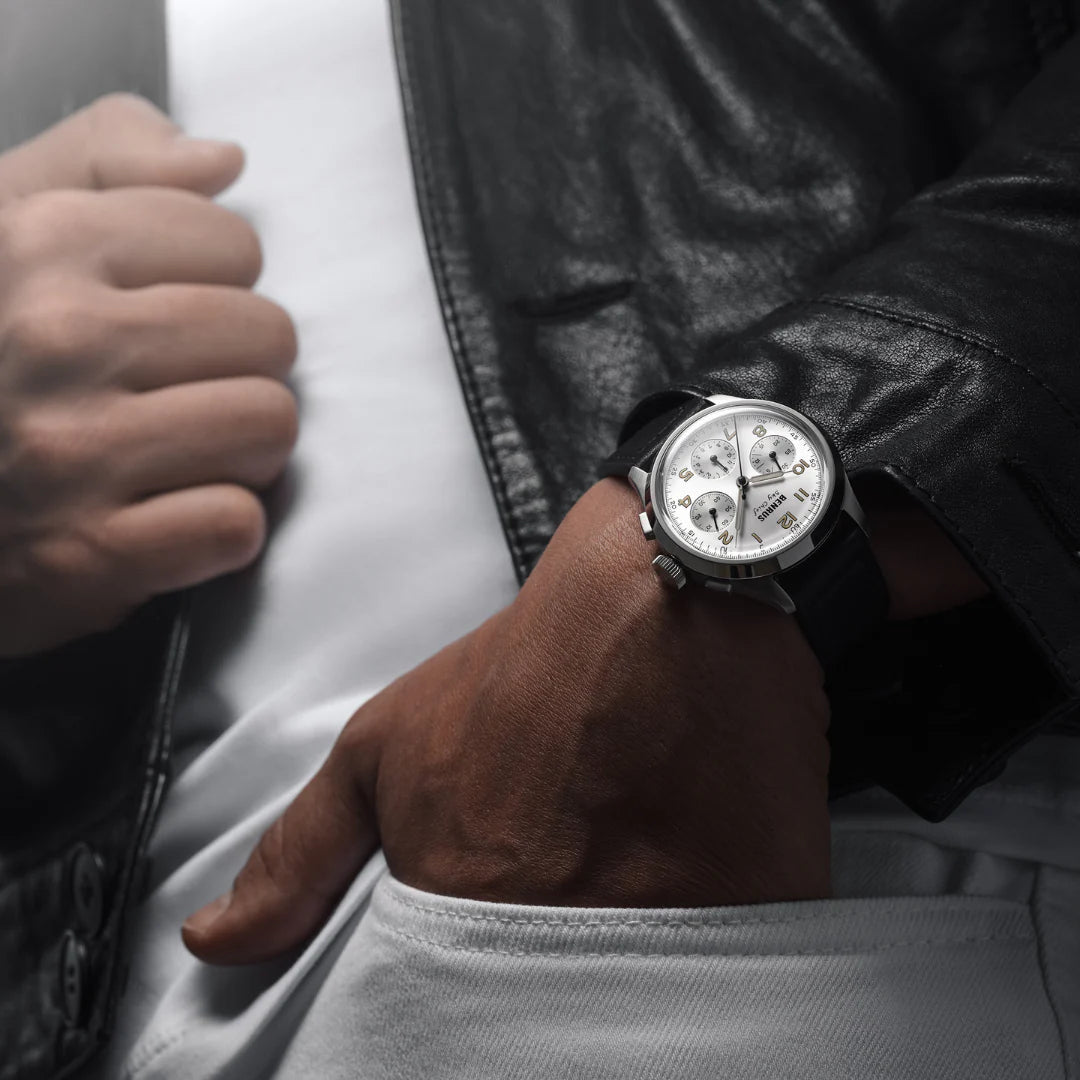 BENRUS Sky-Chief Cirrus White 36mm ETA 2894 COSC Swiss Chronograph Swiss Made Watch