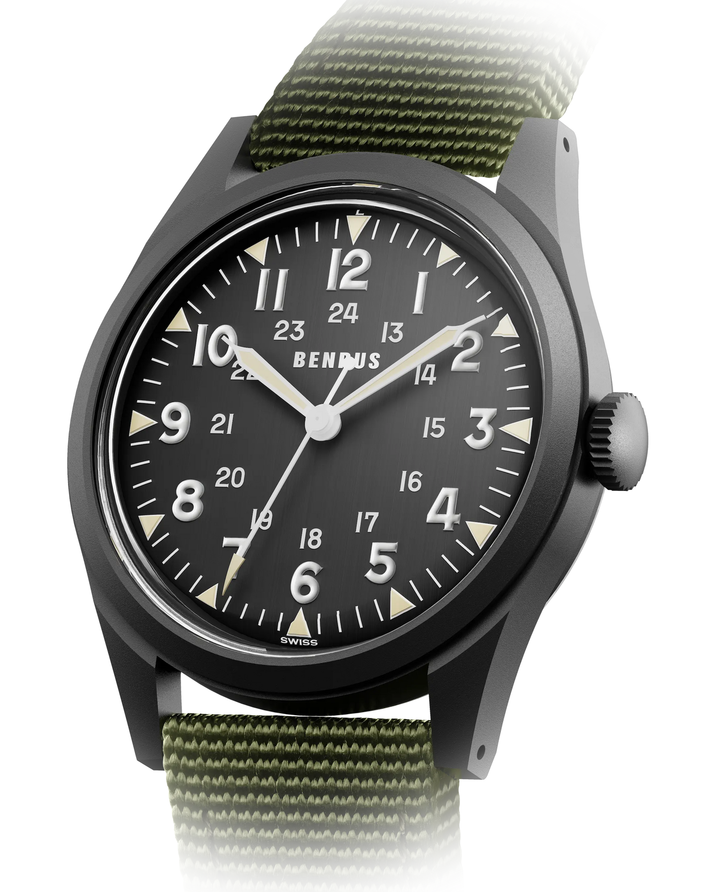 BENRUS DTU Phantom Automatic 38mm Swiss ETA 2892 Military Field Black PVD Watch