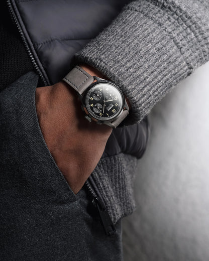 BENRUS Sky Chief Swiss Made Automatic Chronograph COSC 100M Leather Strap 36mm Watch