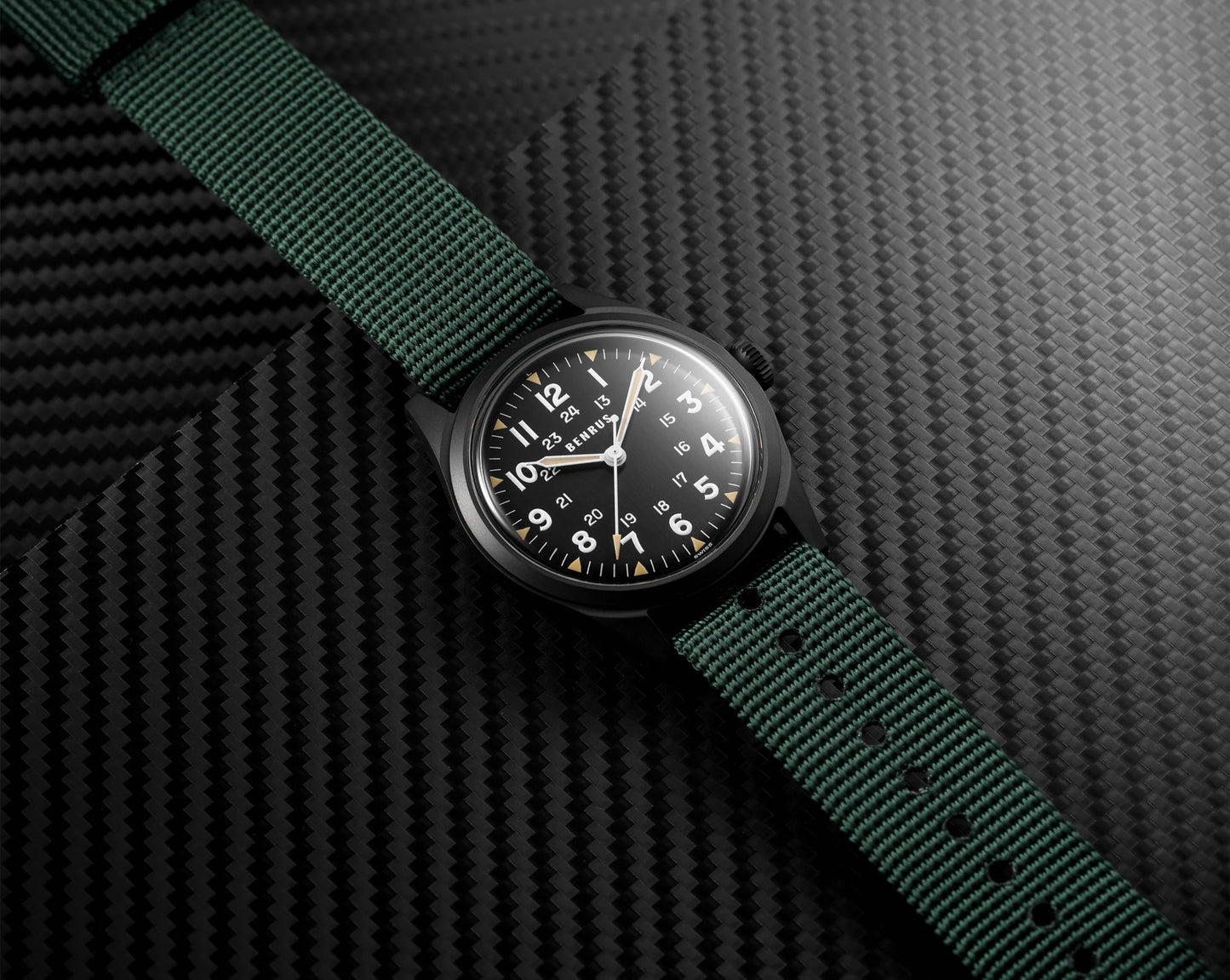 BENRUS DTU Phantom Automatic 38mm Swiss ETA 2892 Military Field Black PVD Watch
