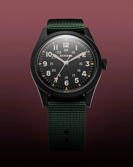 BENRUS DTU Phantom Automatic 38mm Swiss ETA 2892 Military Field Black PVD Watch