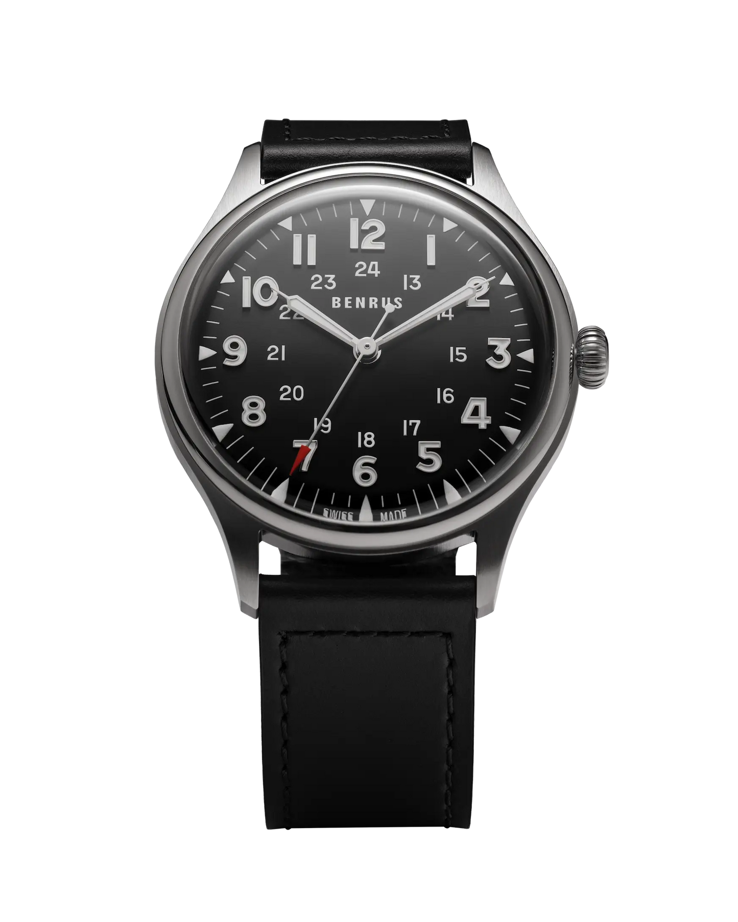 BENRUS 3061 BU Swiss Made ETA 2892 100M Automatic Men's Watch Black Dial