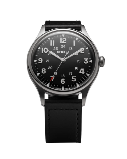 BENRUS 3061 BU Swiss Made ETA 2892 100M Automatic Men's Watch Black Dial