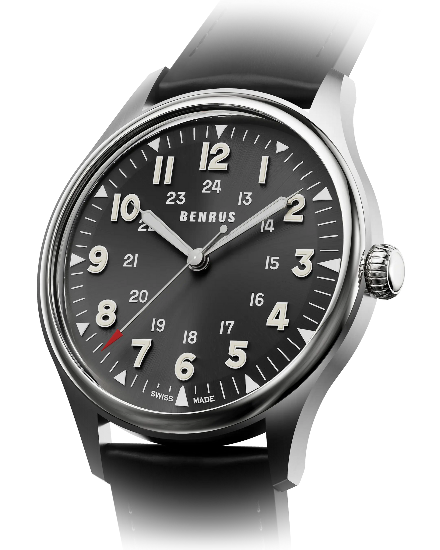 BENRUS 3061 BU Swiss Made ETA 2892 100M Automatic Men's Watch Black Dial