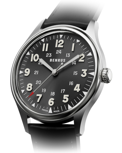 BENRUS 3061 BU Swiss Made ETA 2892 100M Automatic Men's Watch Black Dial