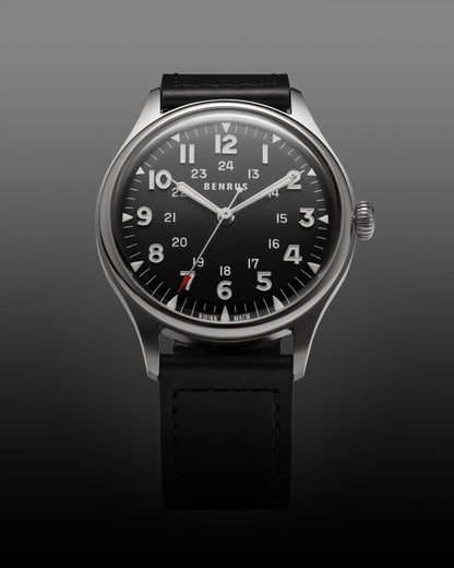 BENRUS 3061 BU Swiss Made ETA 2892 100M Automatic Men's Watch Black Dial