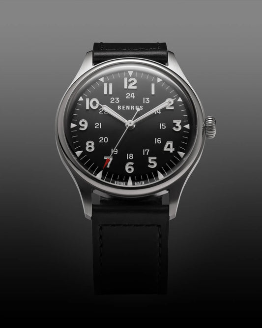 BENRUS 3061 BU Swiss Made ETA 2892 100M Automatic Men's Watch Black Dial