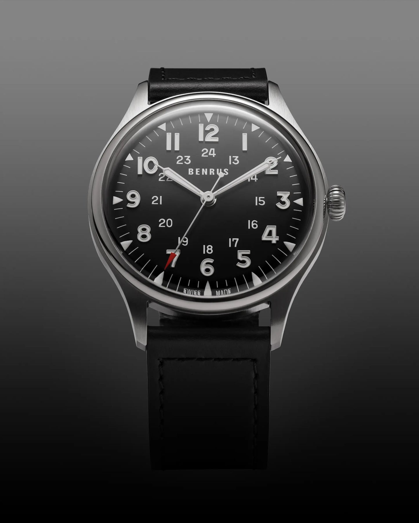 BENRUS 3061 BU Swiss Made ETA 2892 100M Automatic Men's Watch Black Dial