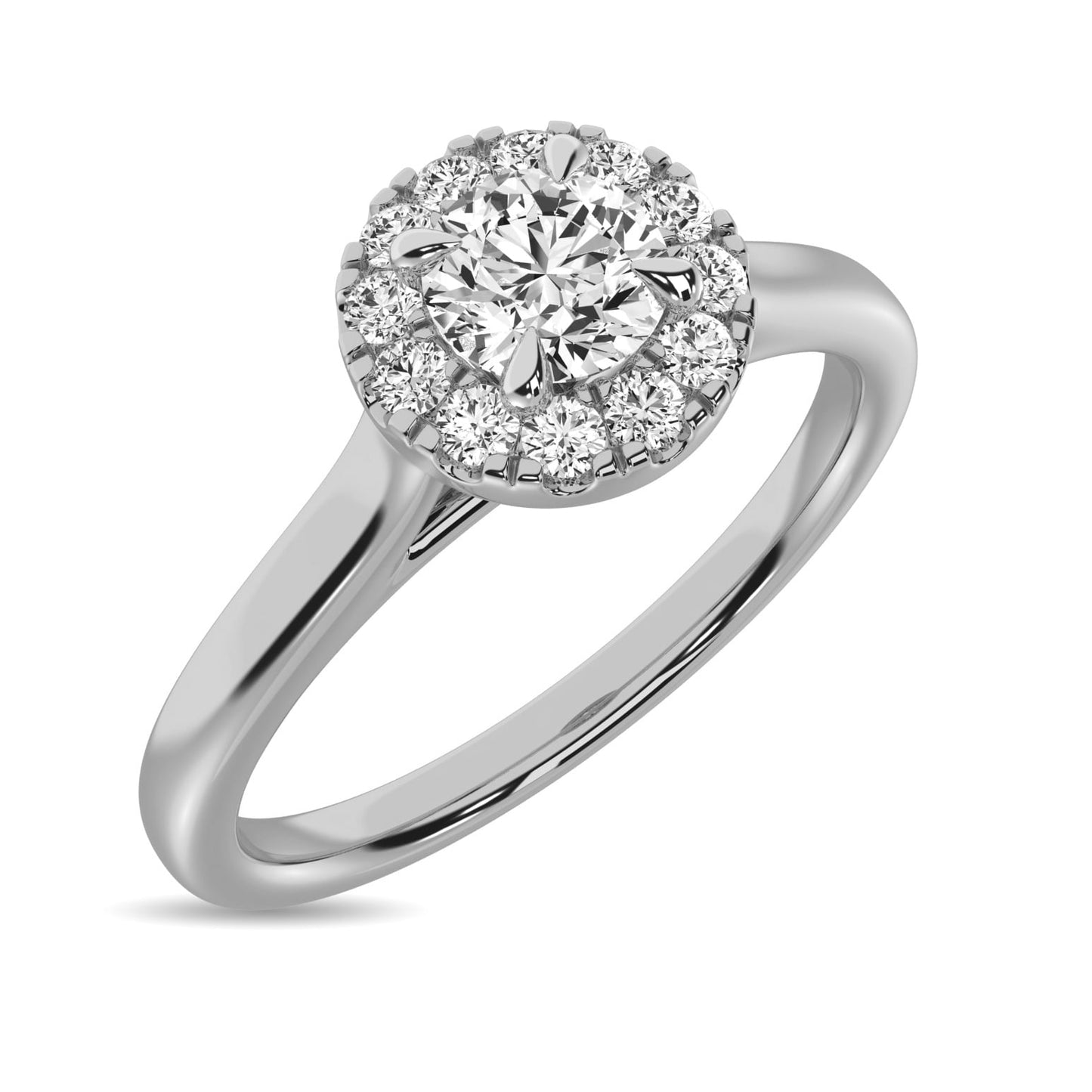 Diamond 3/8 Ct.Tw. Round Center Halo Engagement Ring in 10K White Gold