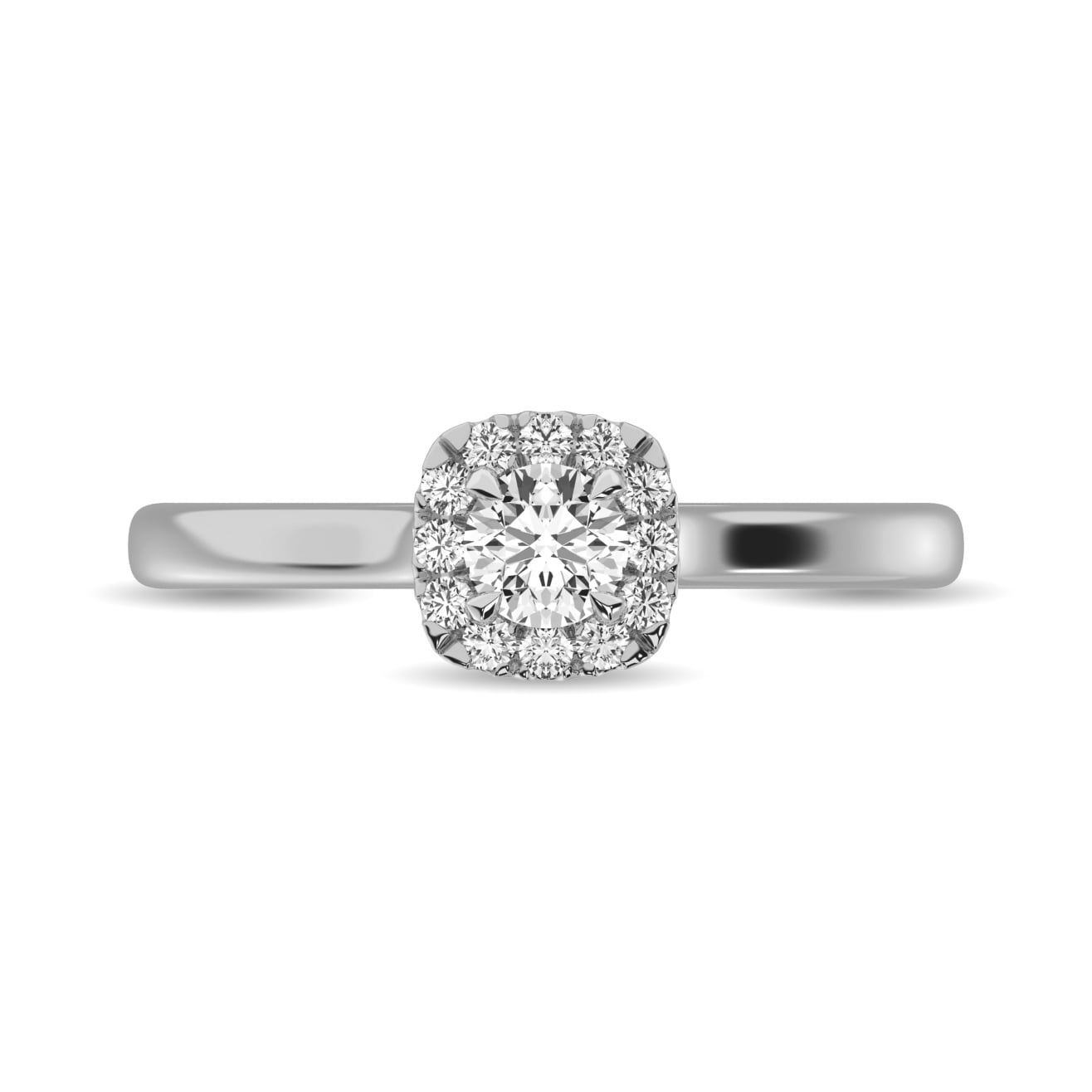 Diamond 3/8 Ct.Tw. Round Cushion Center Halo Engagement Ring in 10K White Gold