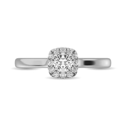 Diamond 3/8 Ct.Tw. Round Cushion Center Halo Engagement Ring in 10K White Gold