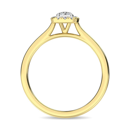 Diamond 3/8 Ct.Tw. Round Cushion Center Halo Engagement Ring in 10K Yellow Gold