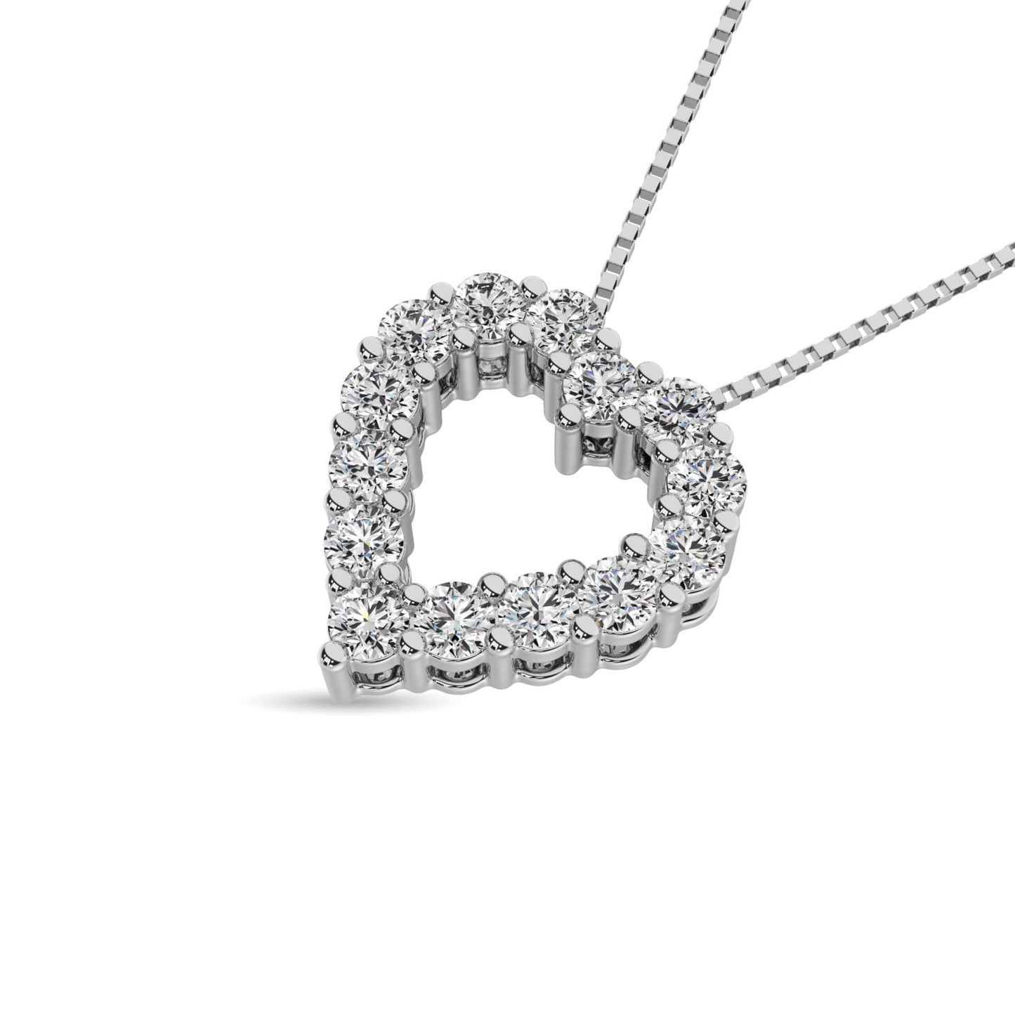 Diamond 1 Ct.Tw. Heart Pendant in 14K White Gold