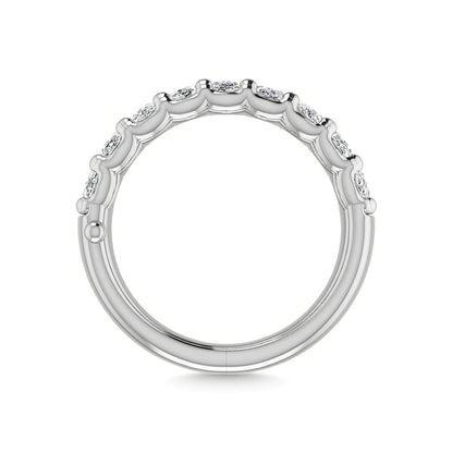 14K White Gold Diamond 1 Ct.Tw. Oval Shape Half way Wedding Band