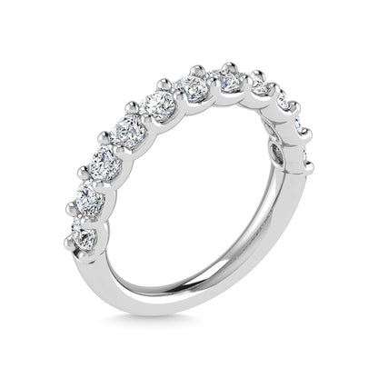 14K White Gold Lab Grown Diamond 7/8 Ct.Tw. Round Shape Half Way Wedding Band (size 6.5)